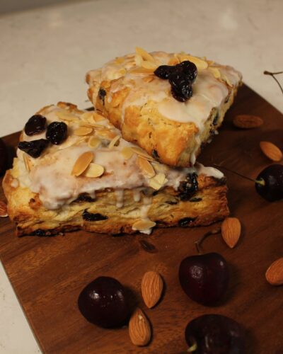 Cherry Almond Scone with Almond Glaze