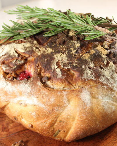 Cranberry Rosemary and Toasted Walnut Artisan Bread